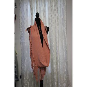 Esley Eternity scarf  34 1/2 in  Peach jersey fringe scarf / eternity scarf. Cot